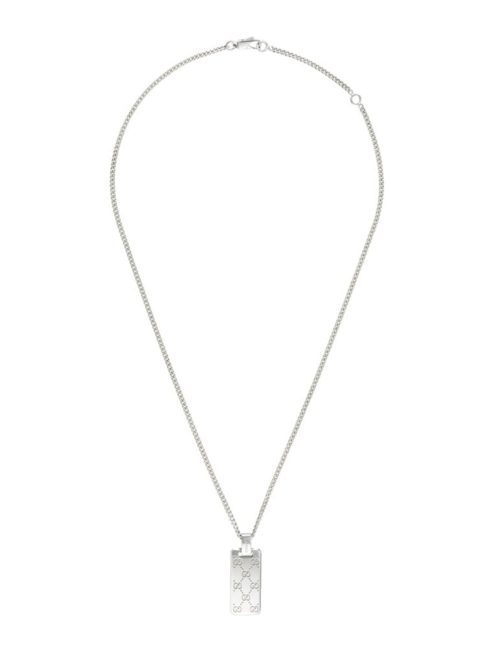 GUCCI NECKLACE MENS SIGNATURE GG LOGO DOG TAG STERLING SILVER - Picture 3 of 15